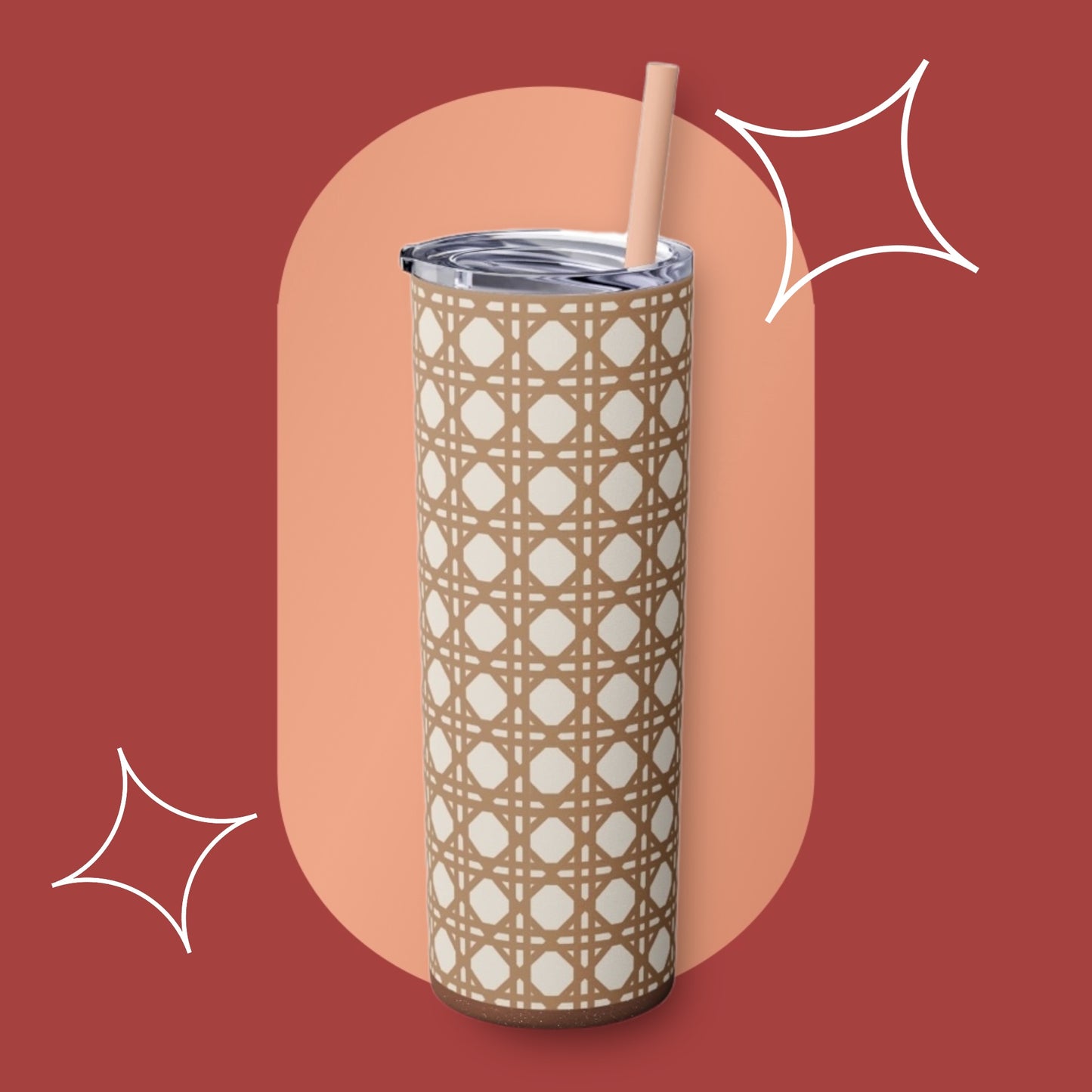Rattan Tumbler with Straw, 20oz