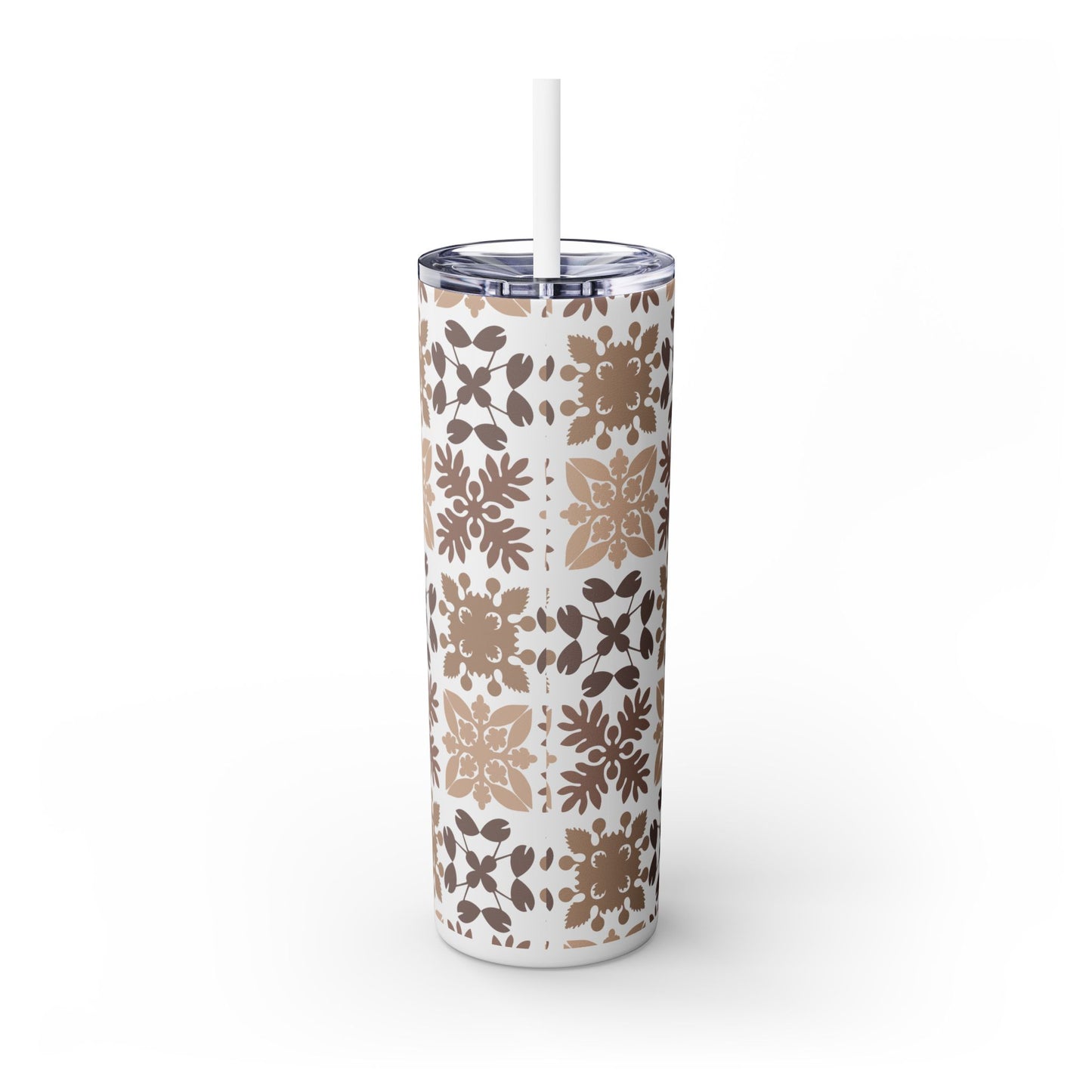 Neutral Quilt Tumbler with Straw, 20oz