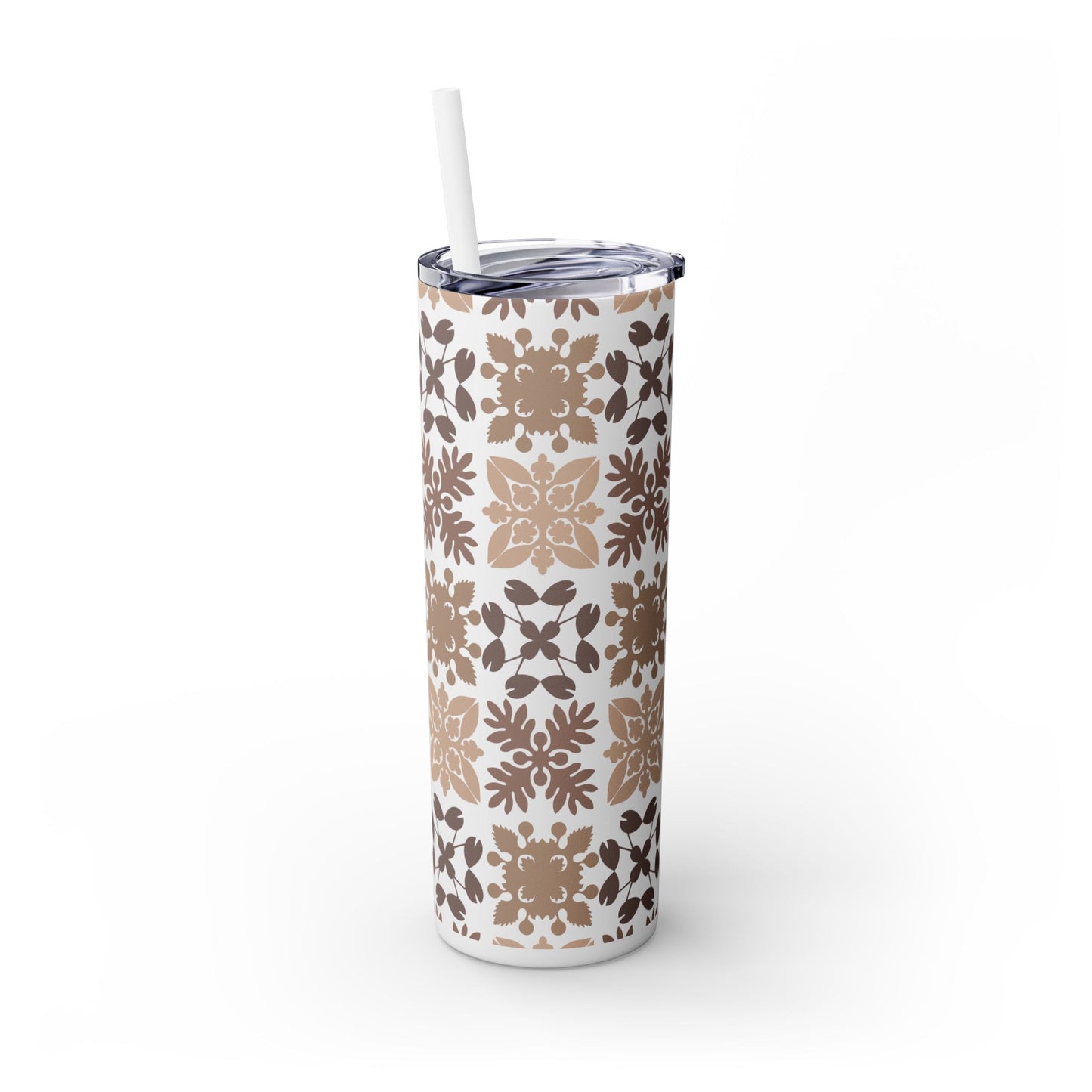 Neutral Quilt Tumbler with Straw, 20oz
