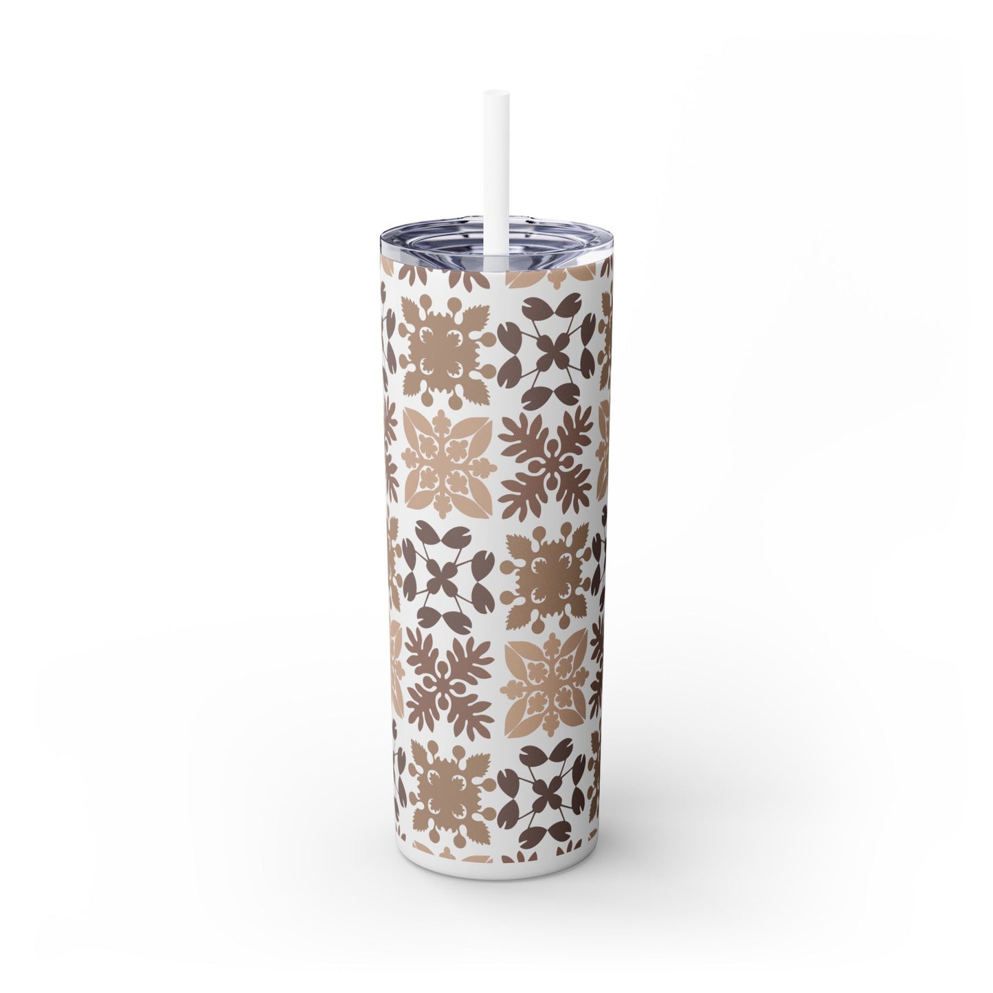 Neutral Quilt Tumbler with Straw, 20oz