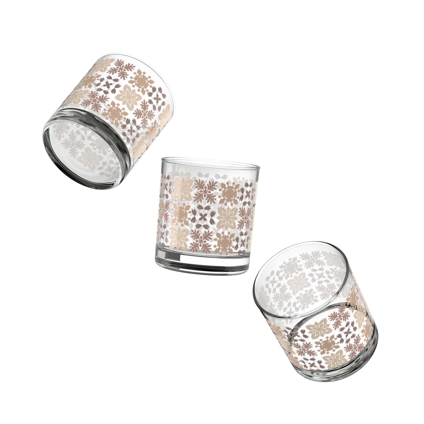 Neutral Hawaiian Quilt Rocks Glass