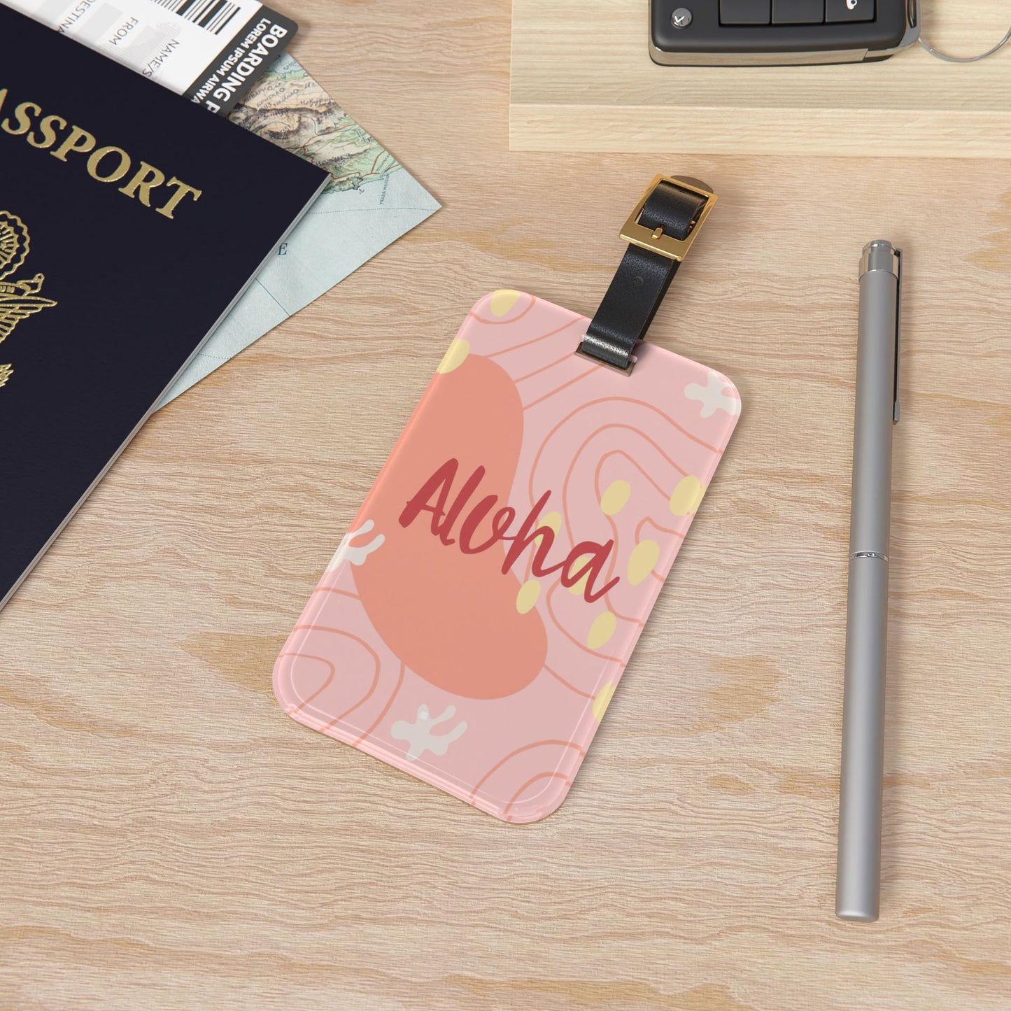 Pink Aloha Luggage Tag