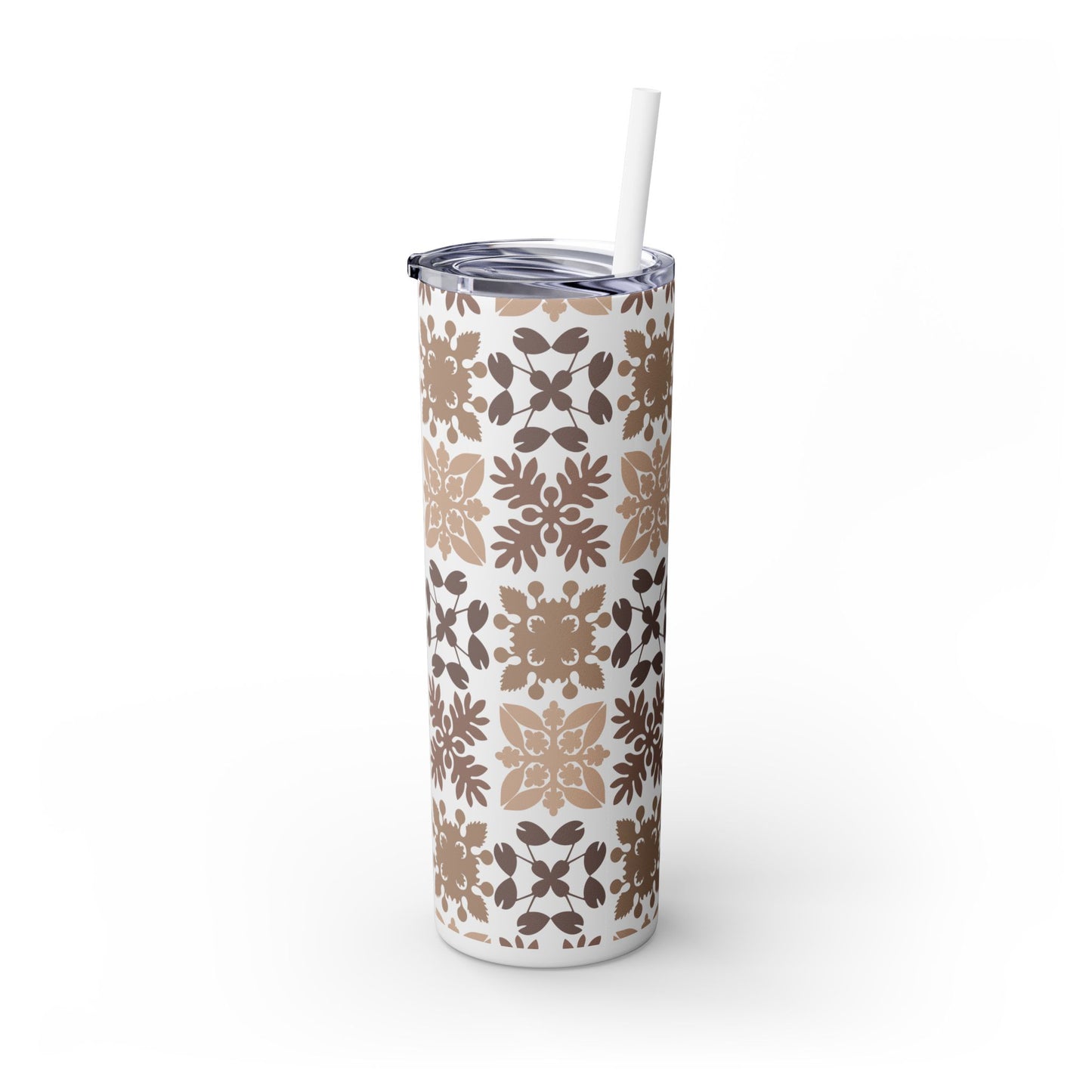 Neutral Quilt Tumbler with Straw, 20oz