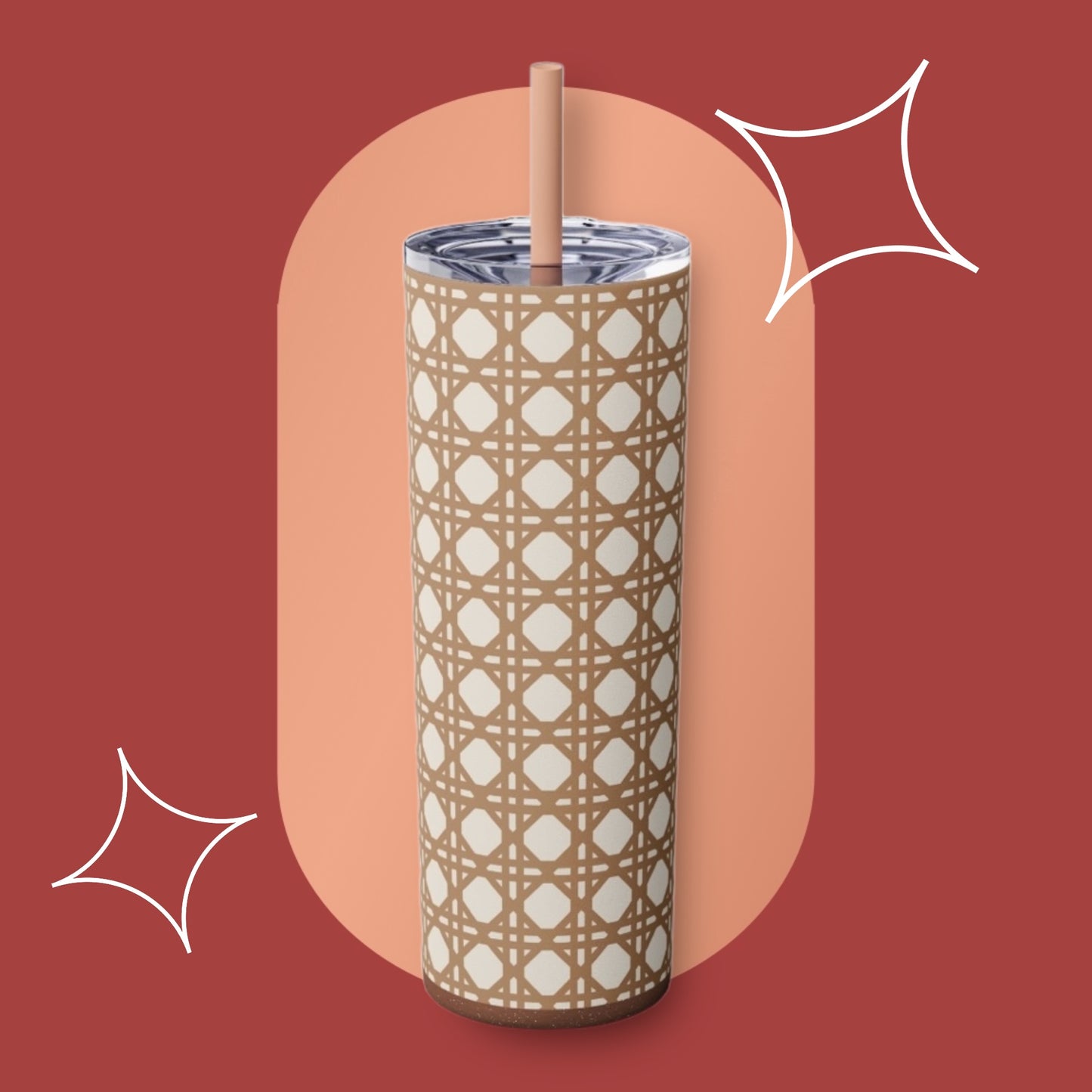 Rattan Tumbler with Straw, 20oz