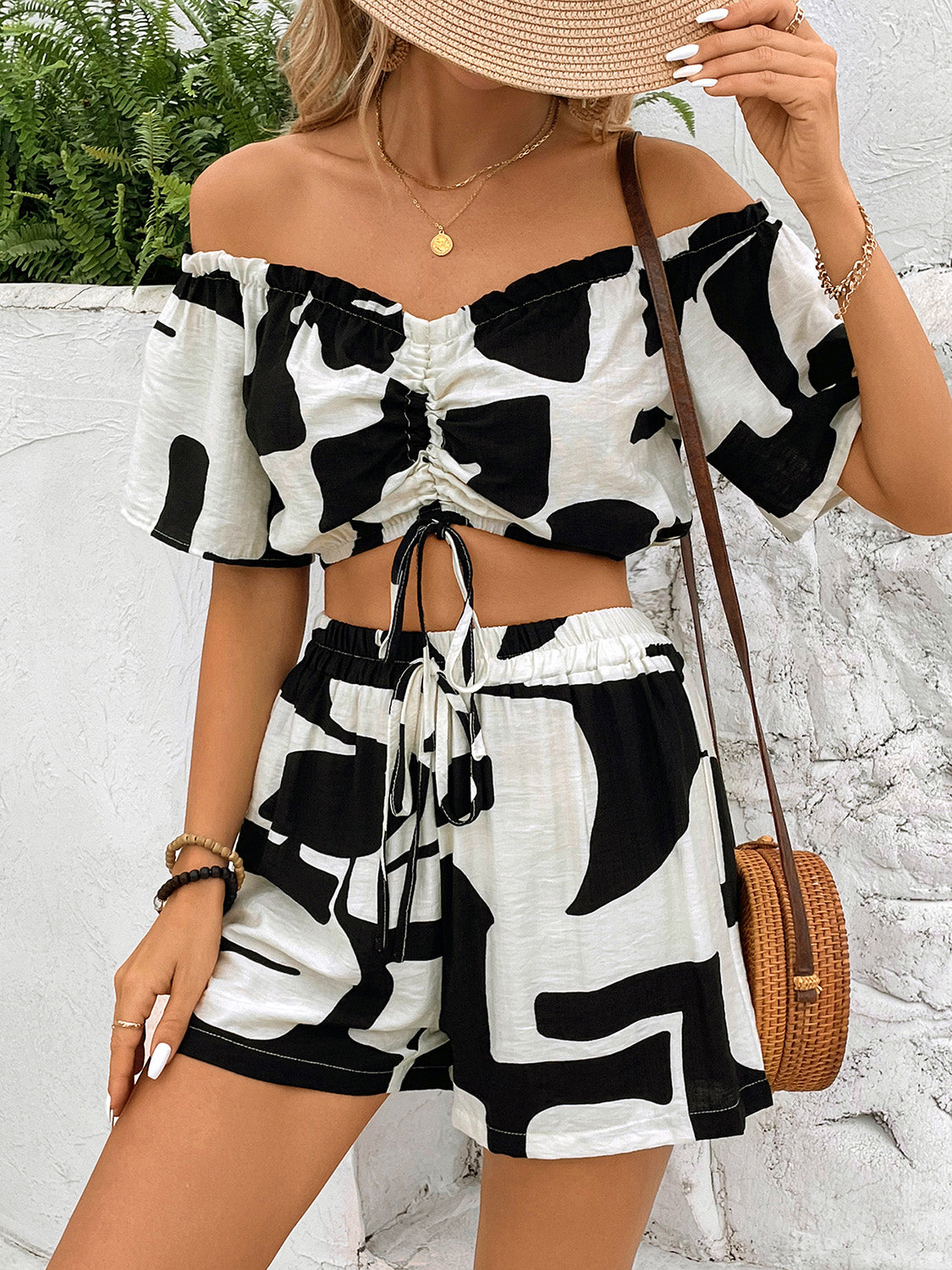 Off-Shoulder Top and Shorts Set