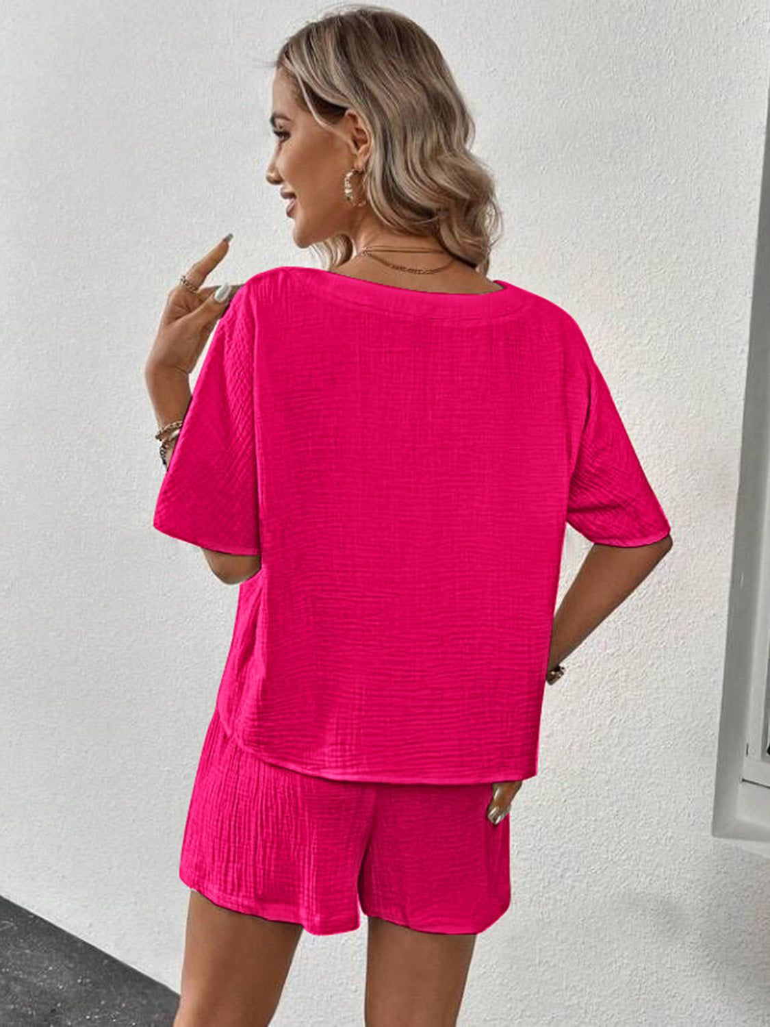 Maia V-Neck Half Sleeve Top and Shorts Set