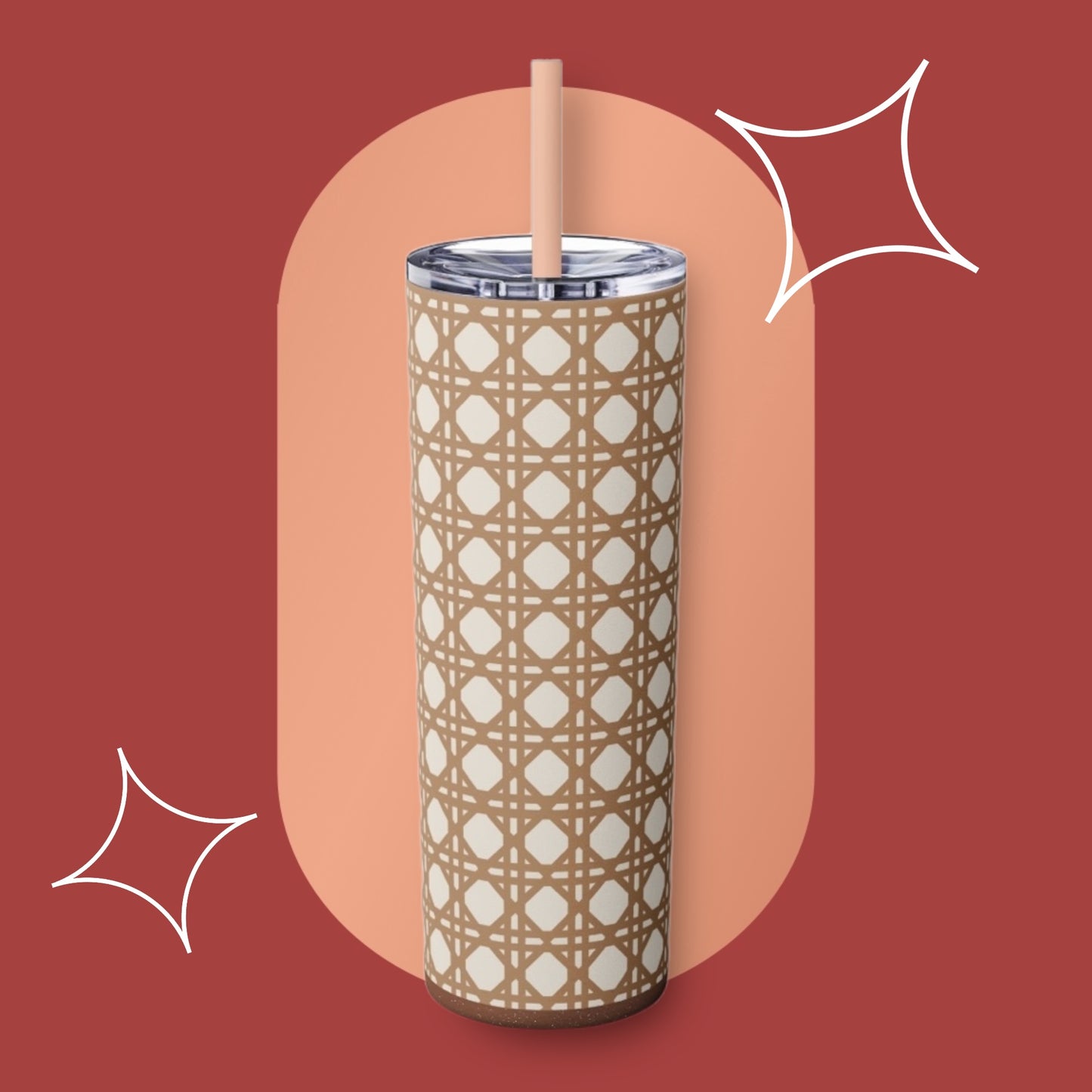 Rattan Tumbler with Straw, 20oz