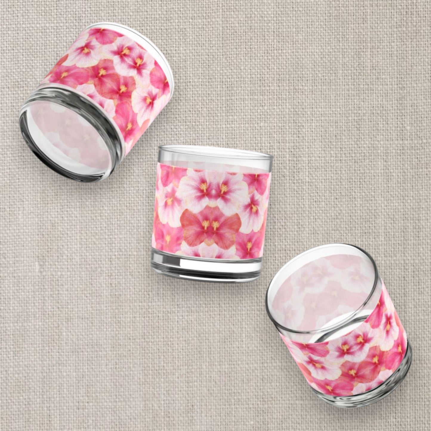 Hibiscus Rocks Glass