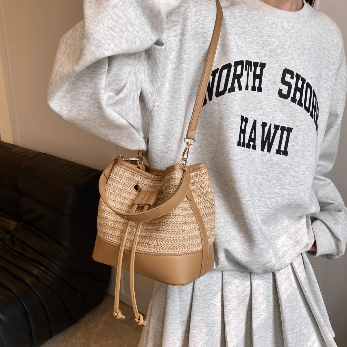 OOS Kawika Straw Braided Shoulder Bag