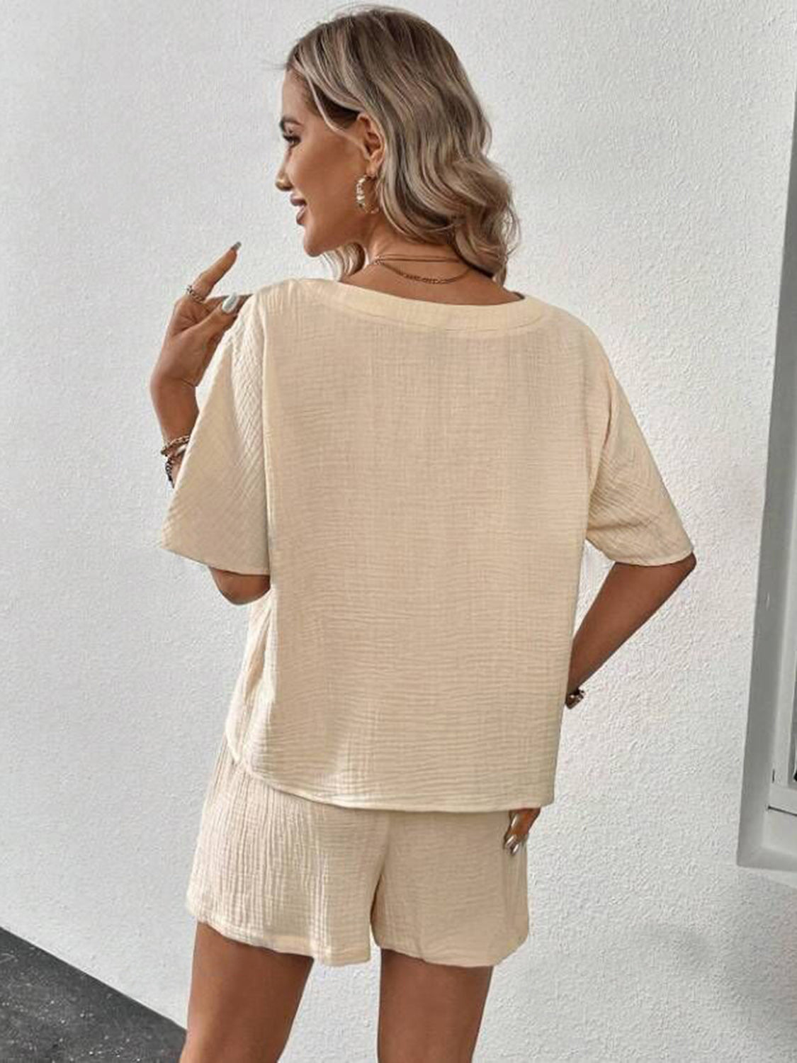 Maia V-Neck Half Sleeve Top and Shorts Set