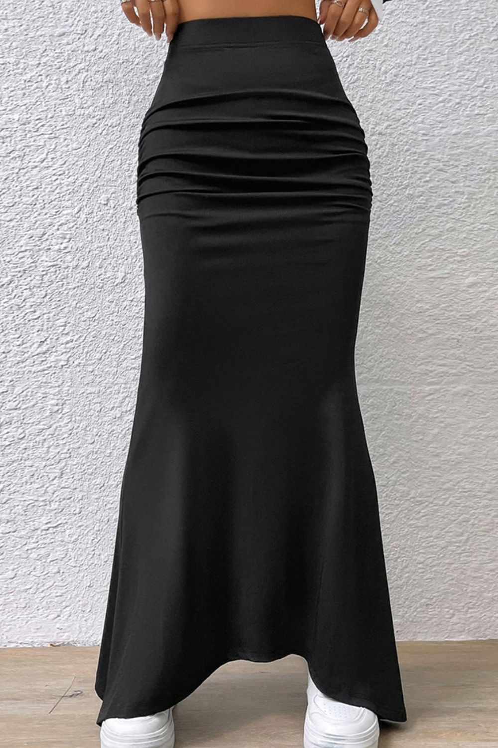 Riana Ruched Maxi Trumpet Skirt