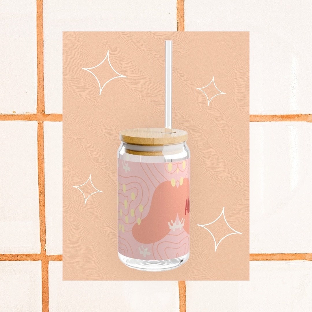 Pink Aloha Sipper Glass, 16oz
