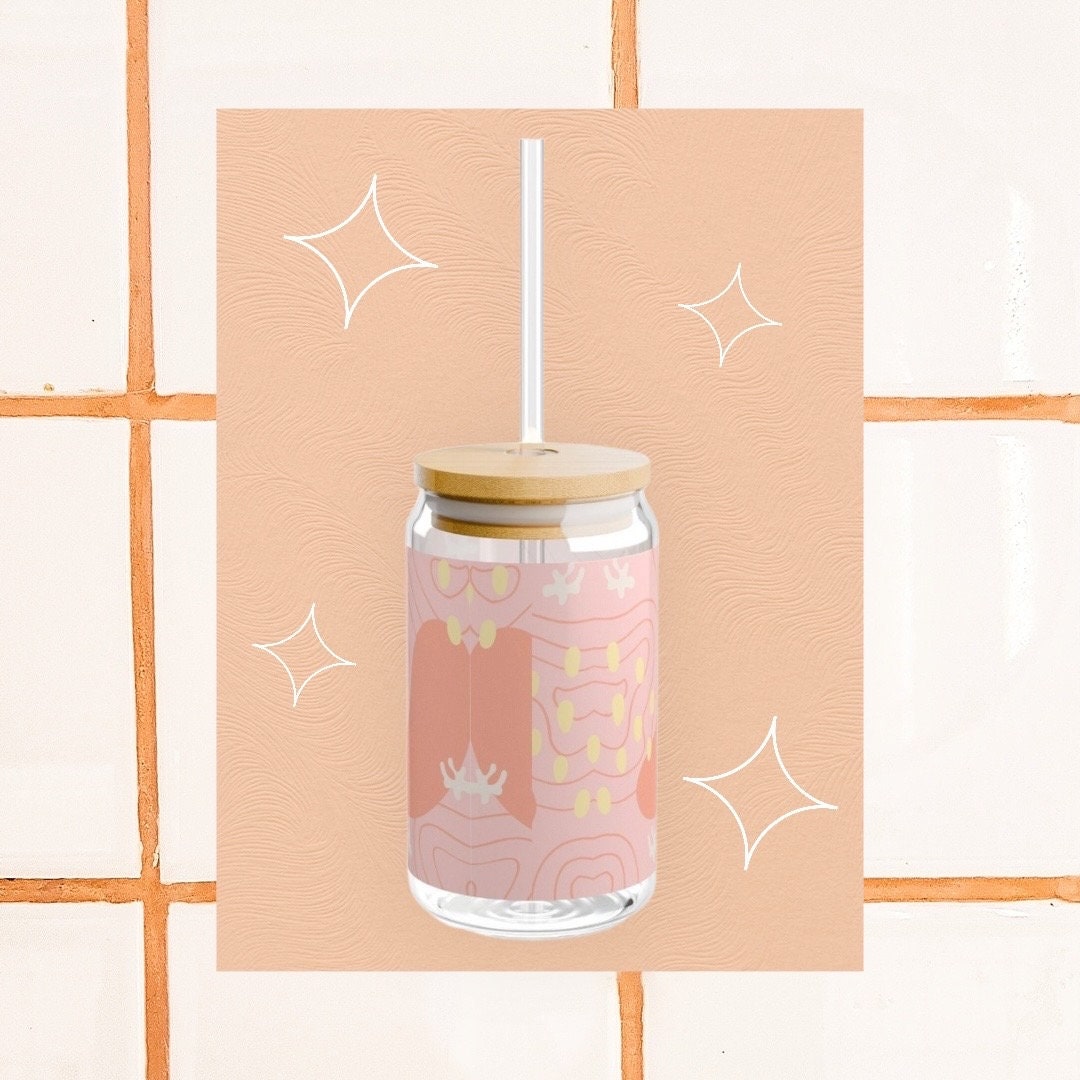 Pink Aloha Sipper Glass, 16oz