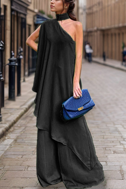 Rita Mock Neck Single Shoulder Top and Pants Set