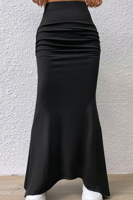 Riana Ruched Maxi Trumpet Skirt