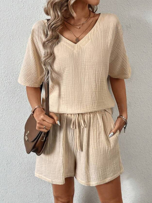 Maia V-Neck Half Sleeve Top and Shorts Set